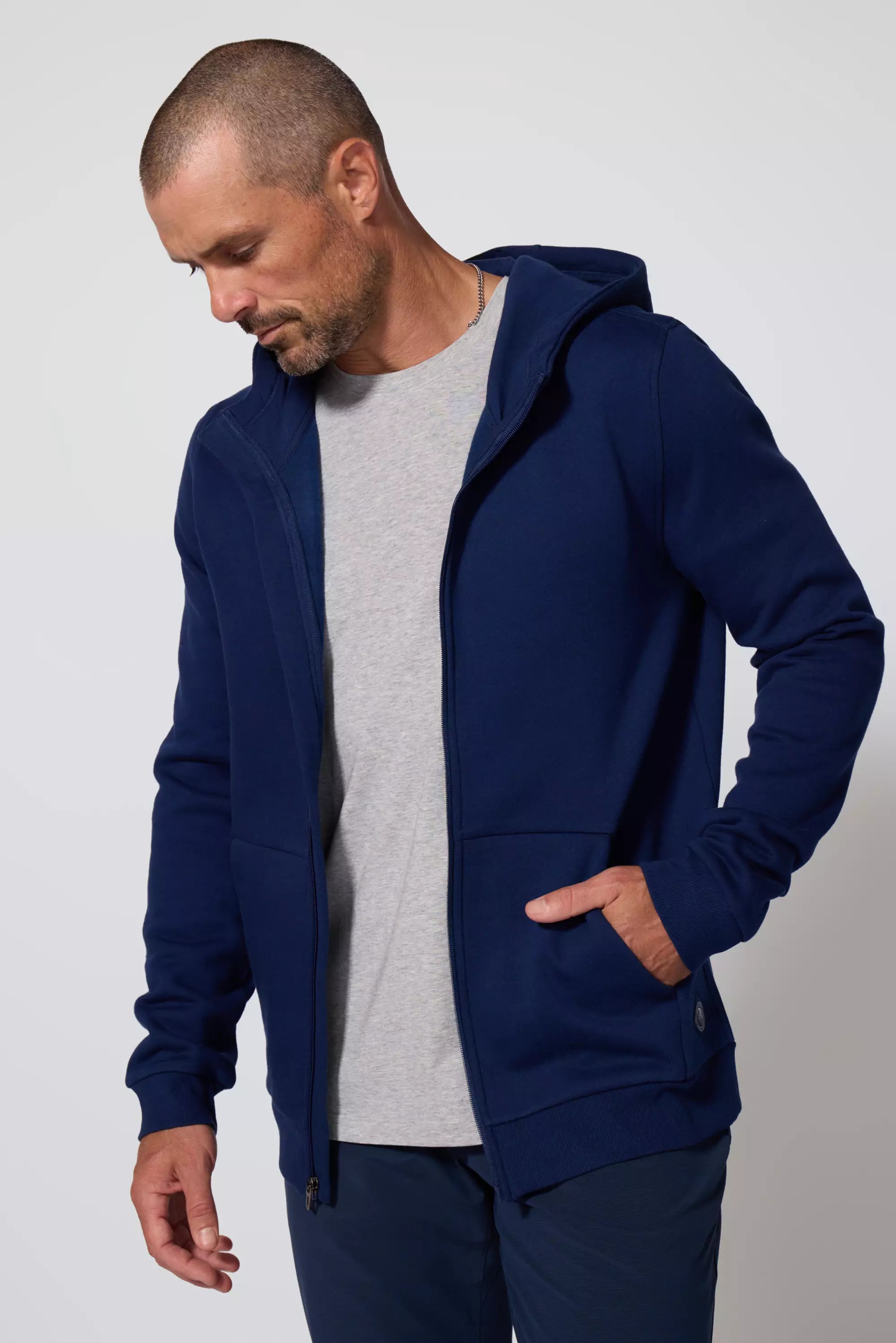 Comfort Men's Fleece Zip-Up Hoodie - Navy