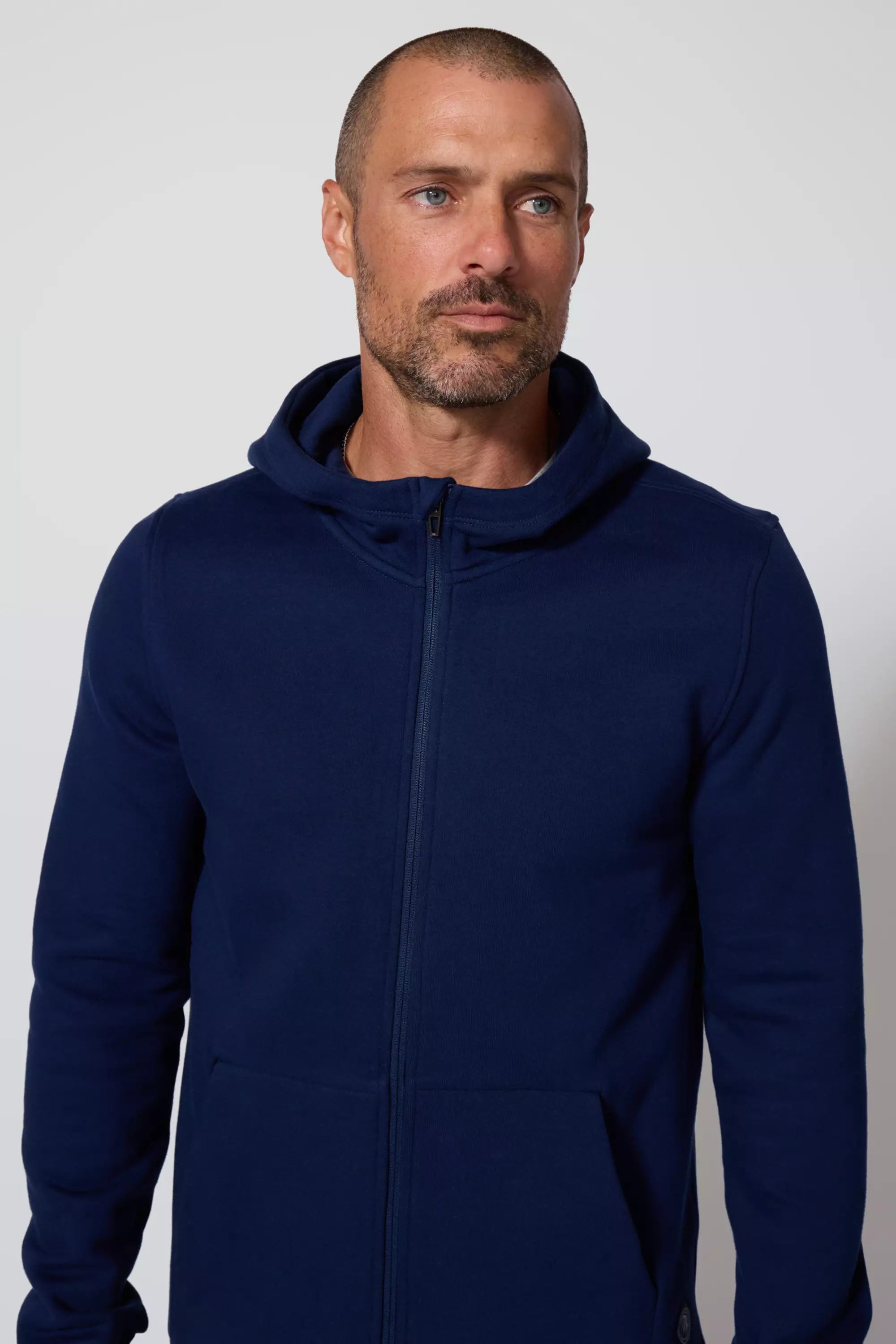 Comfort Men's Fleece Zip-Up Hoodie - Navy