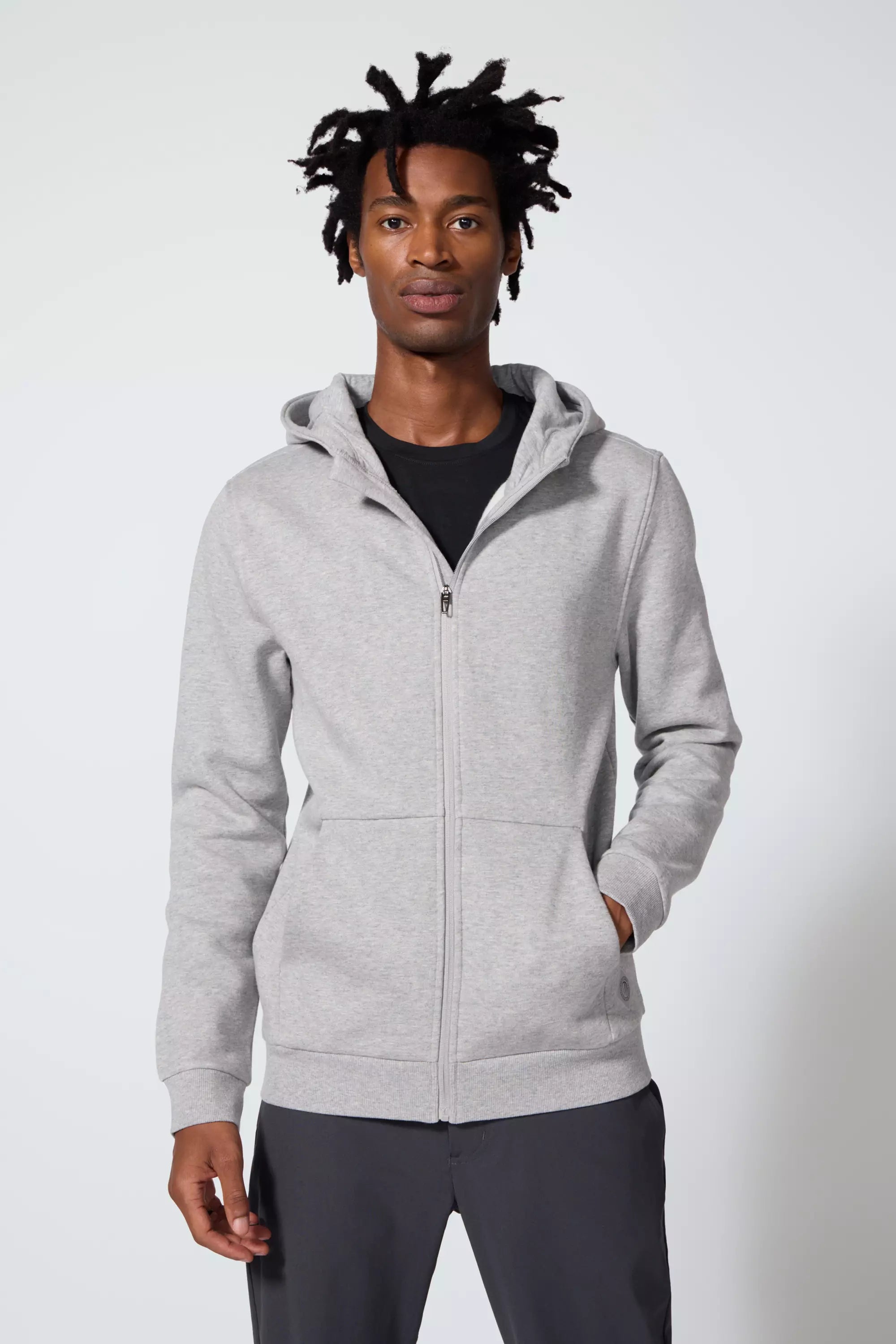 Comfort Men's Fleece Zip-Up Hoodie - Htr Concrete