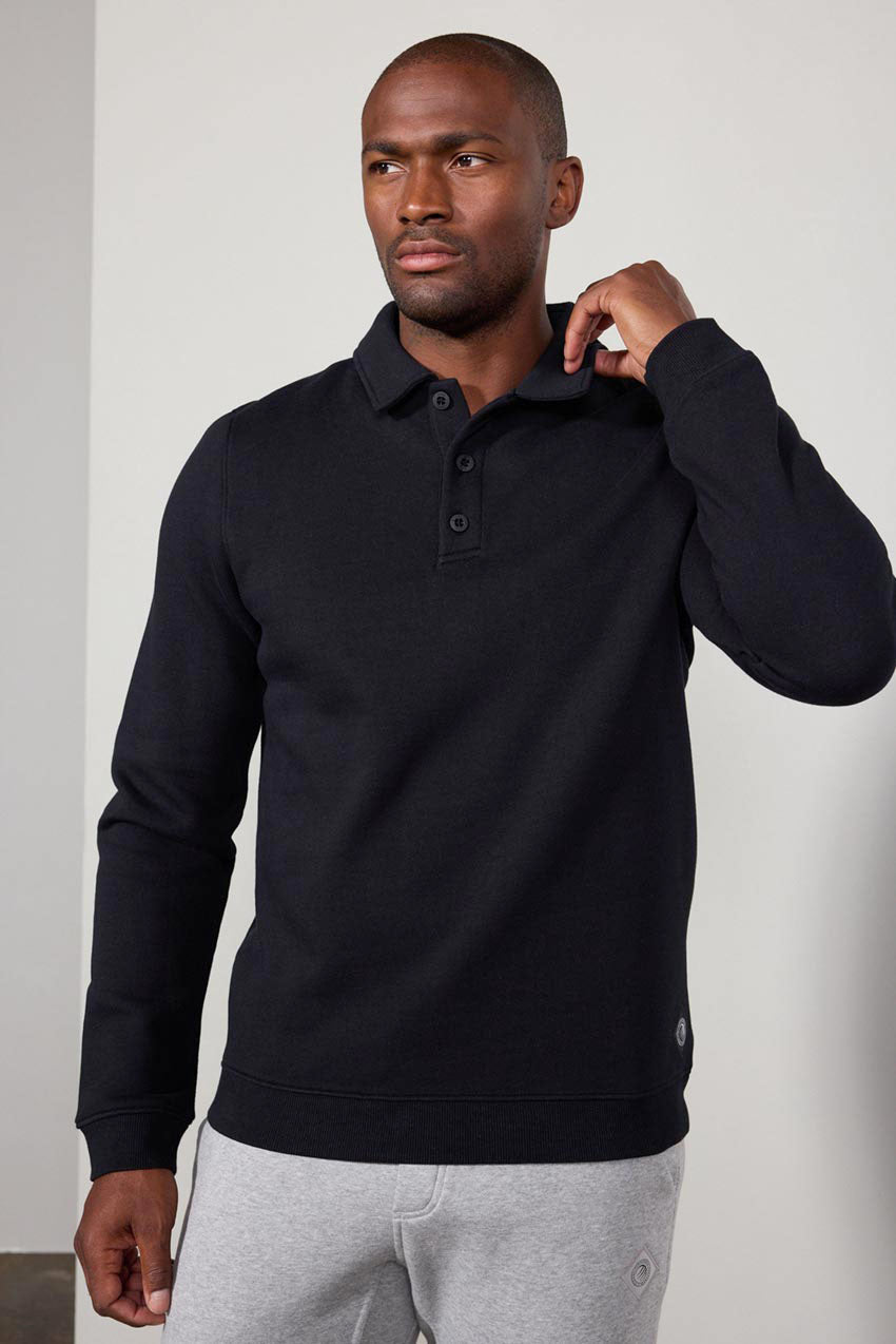 Comfort Men's Fleece Polo - Black