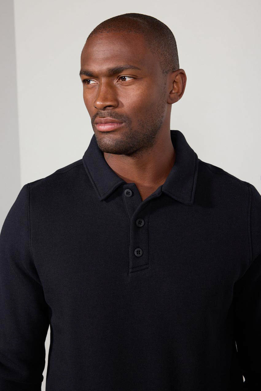 Comfort Men's Fleece Polo - Black