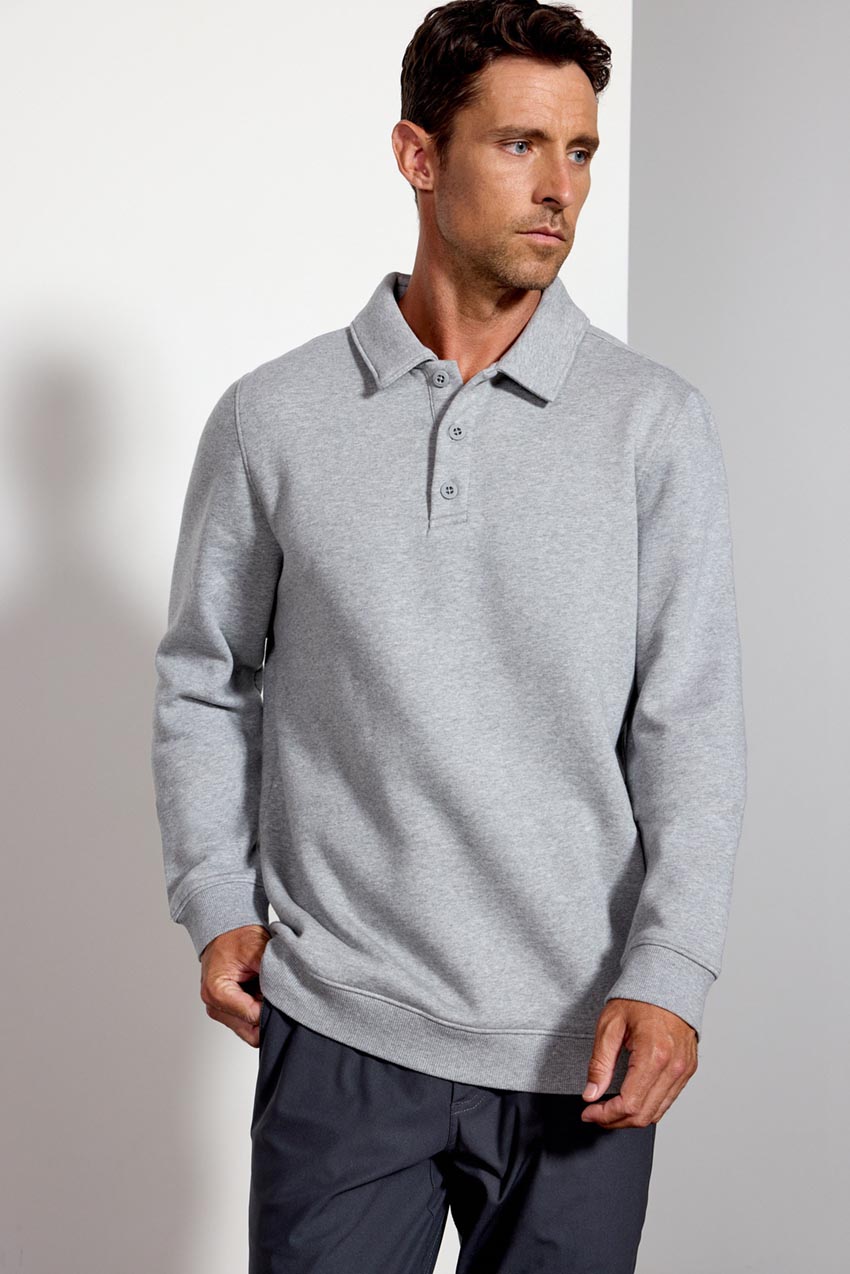 Comfort Men's Fleece Polo - Htr Concrete