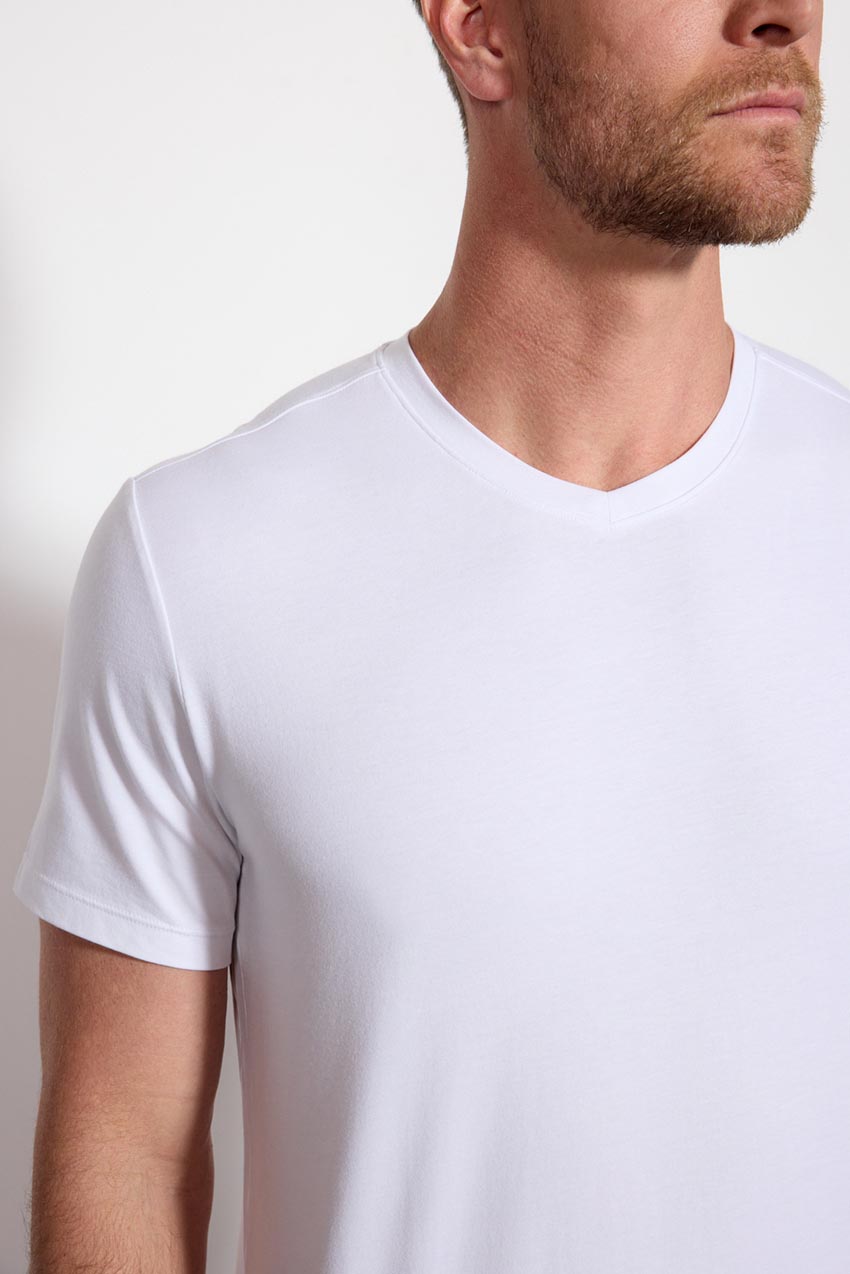 Pima Cotton V-Neck Tee - White