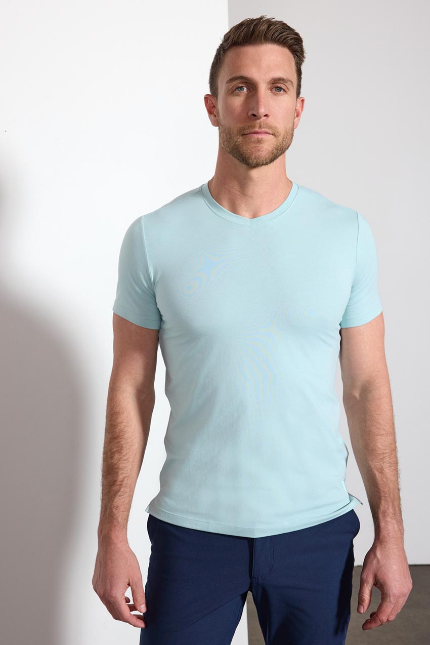 Pima Cotton V-Neck Tee - Blue Haze