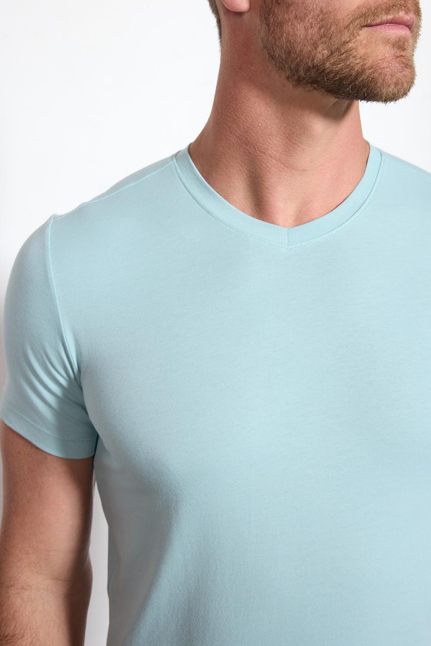 Pima Cotton V-Neck Tee - Blue Haze