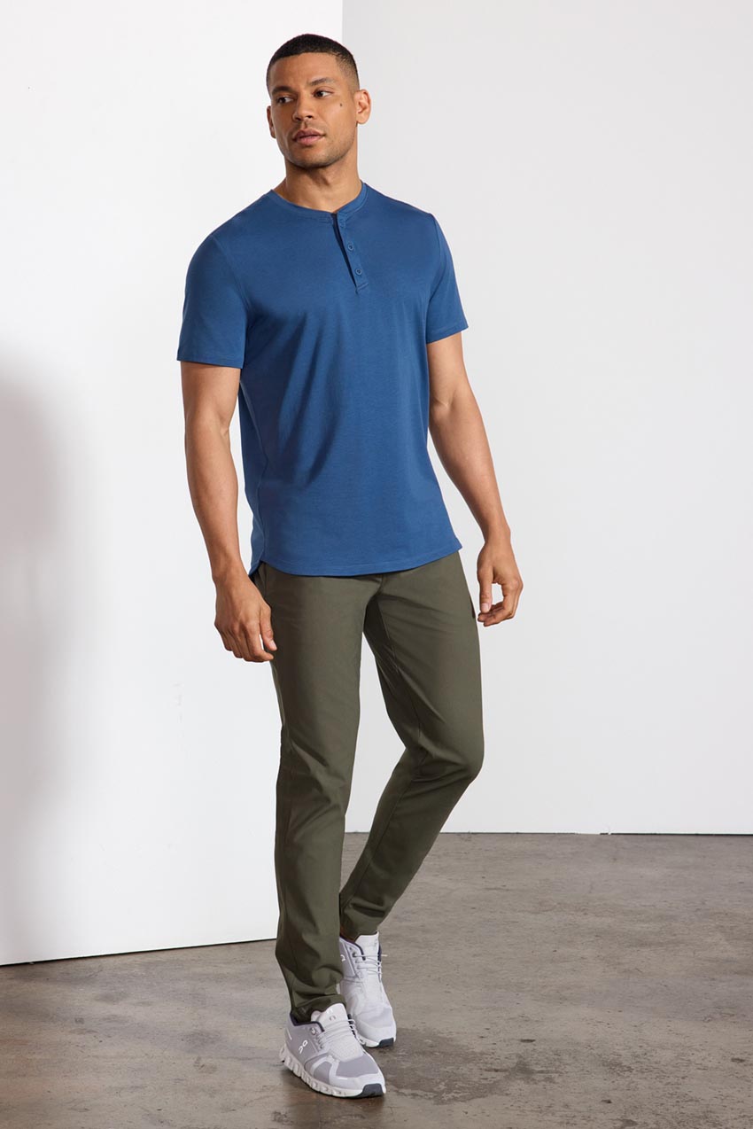 Pima Cotton Henley With Curved Hem - Key Largo