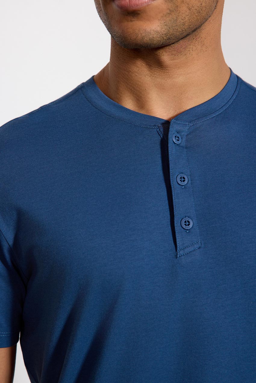 Pima Cotton Henley With Curved Hem - Key Largo