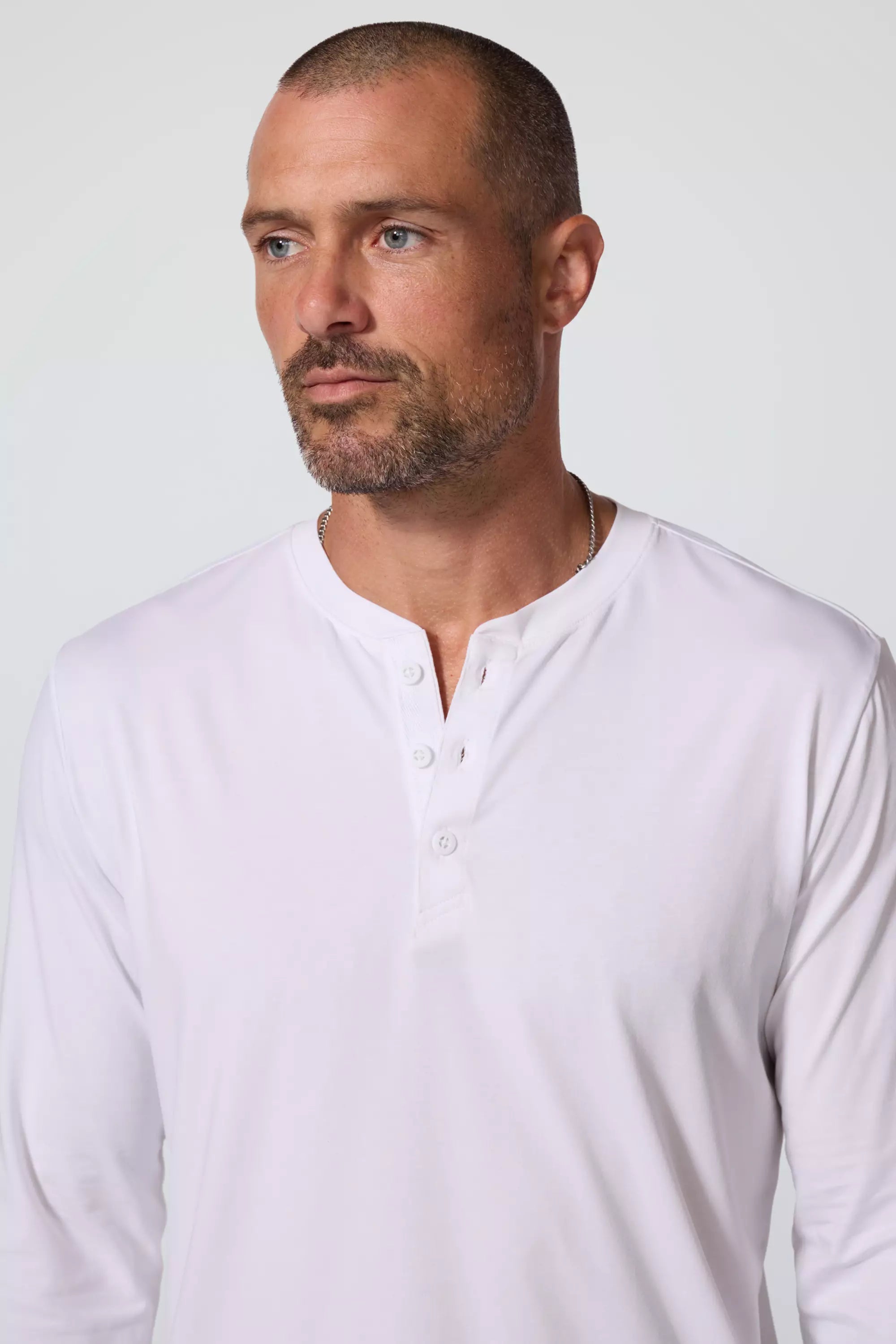 Pima Cotton Henley - White