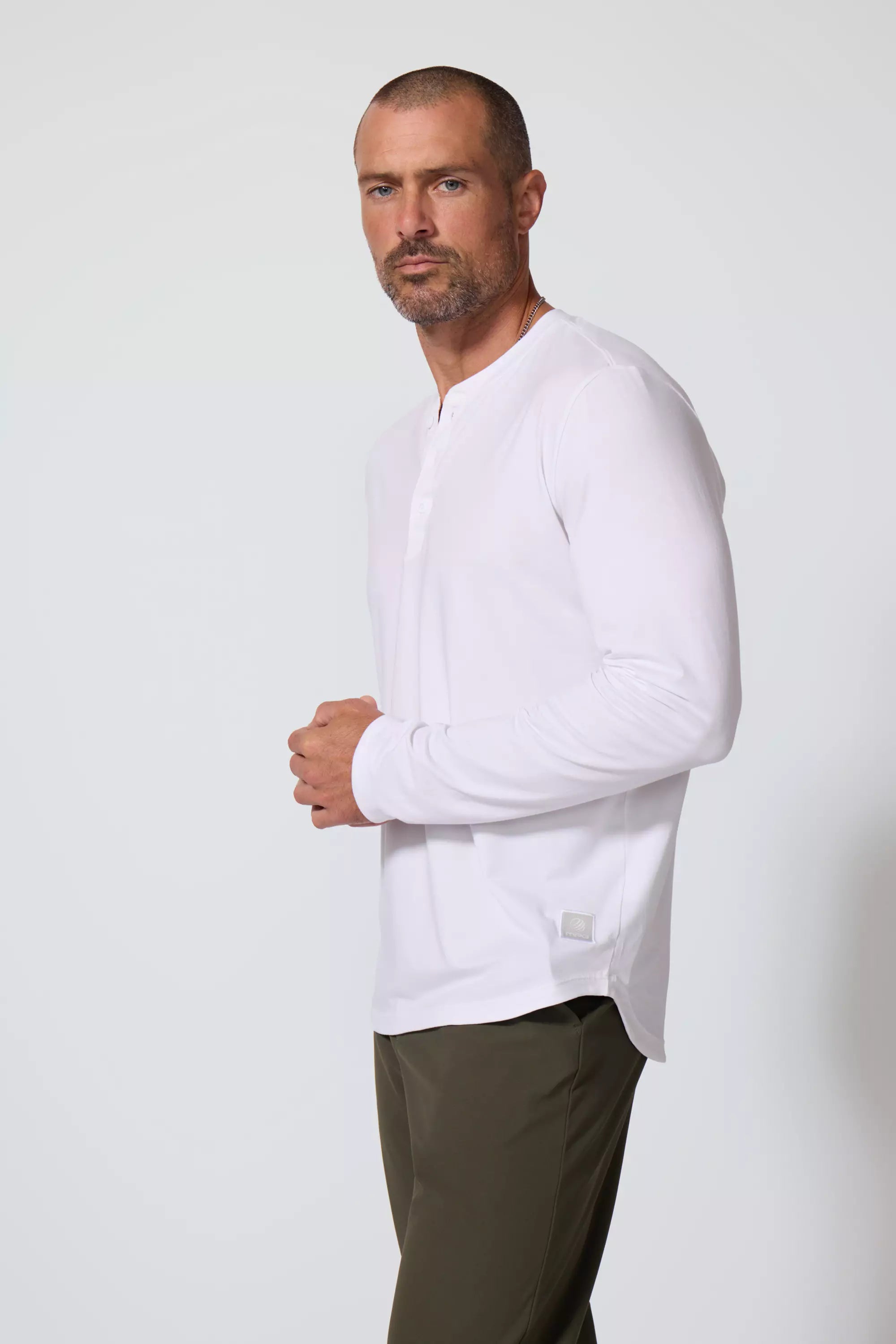 Pima Cotton Henley - White