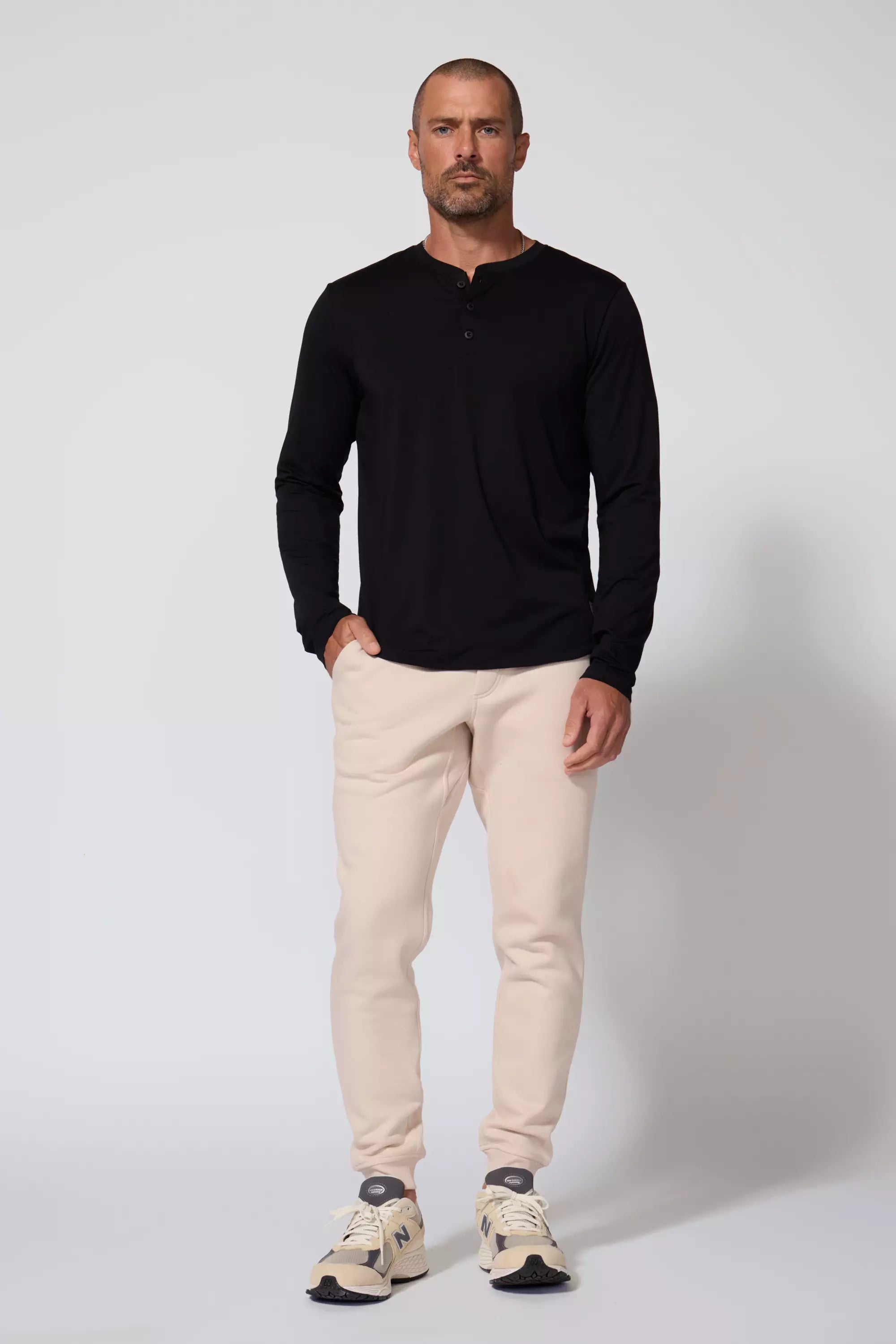 Pima Cotton Henley - Black