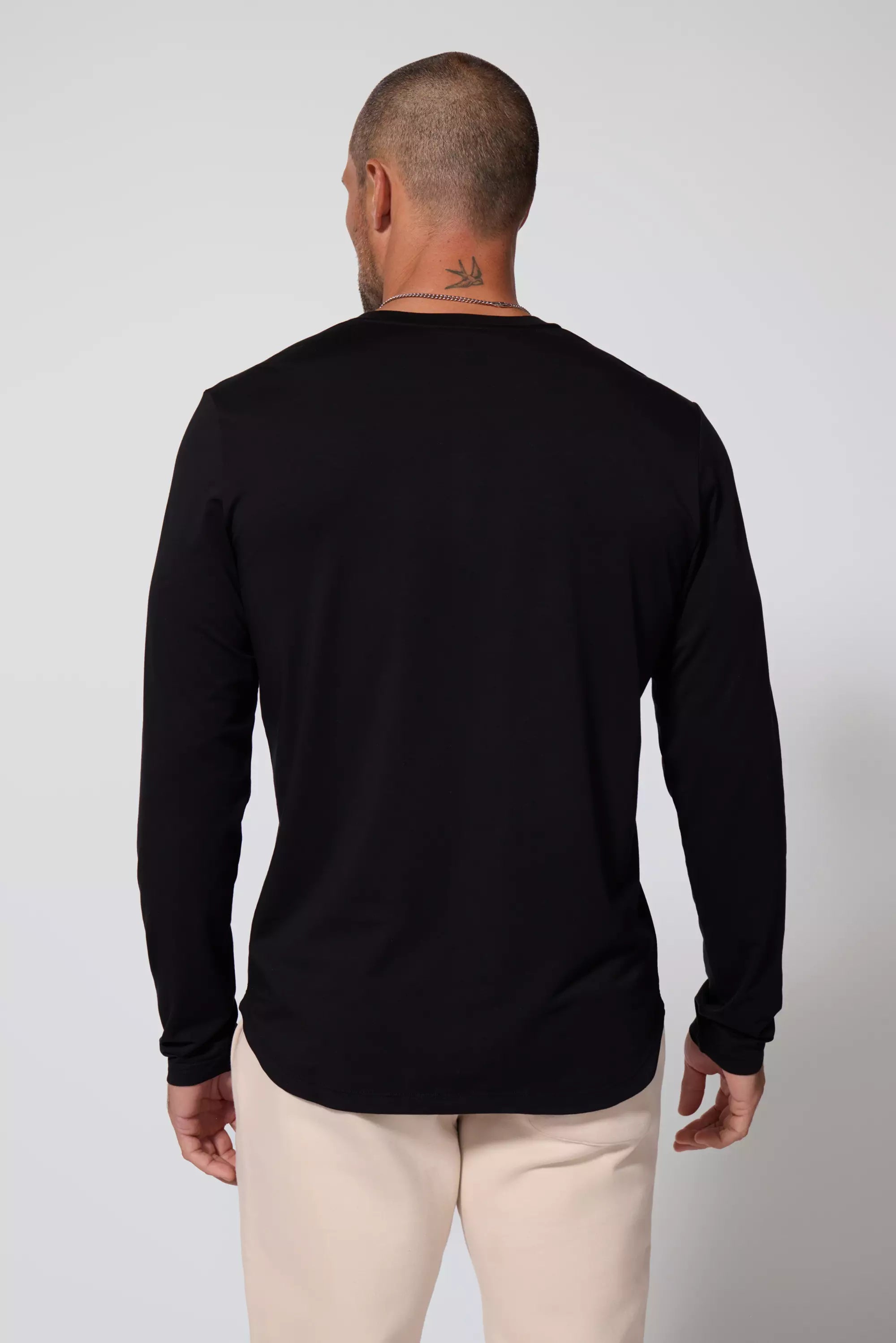 Pima Cotton Henley - noir