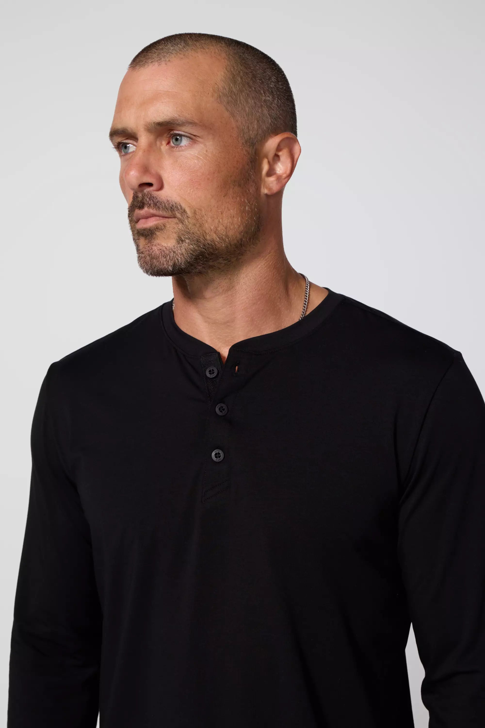 Pima Cotton Henley - Black