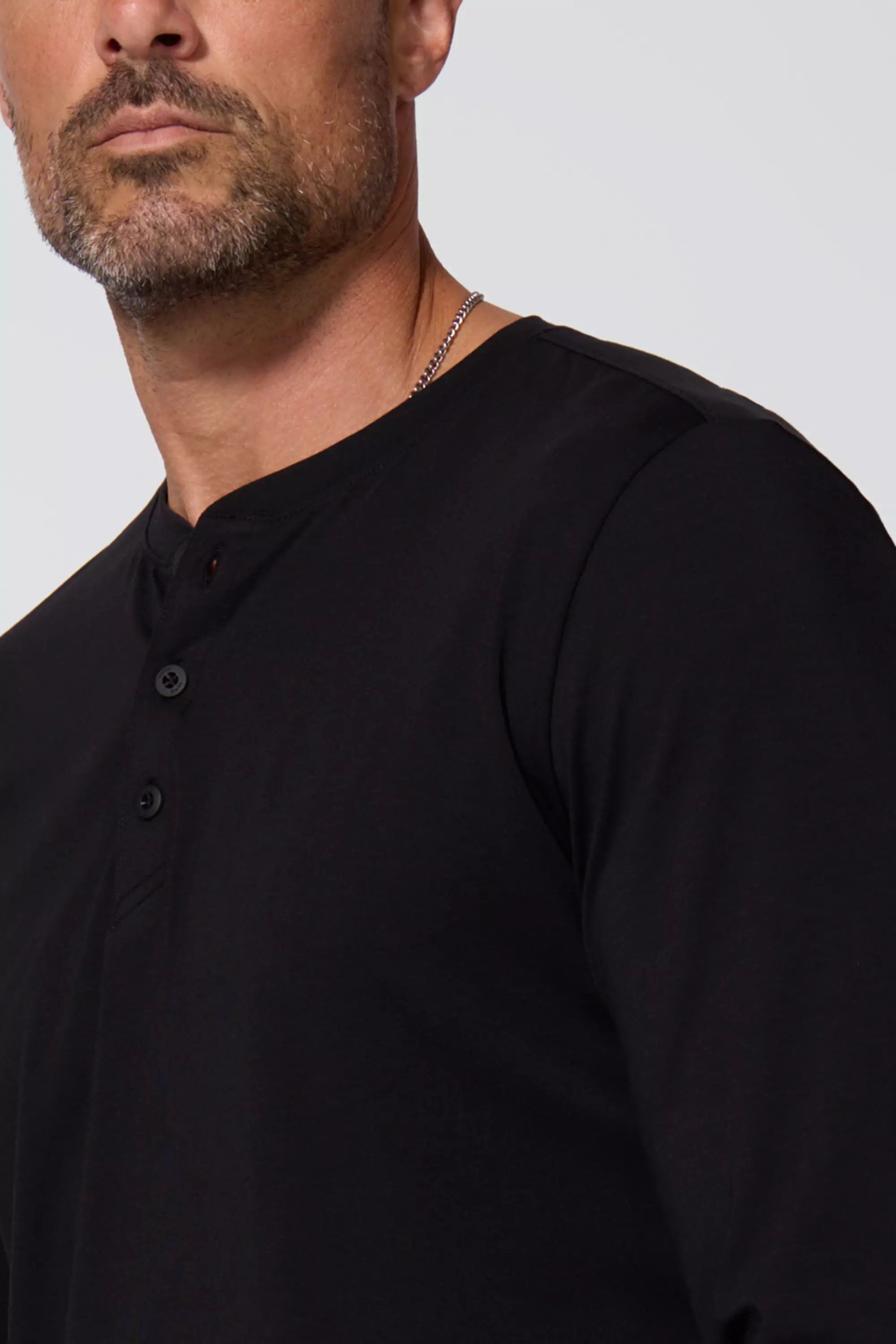 Pima Cotton Henley - noir