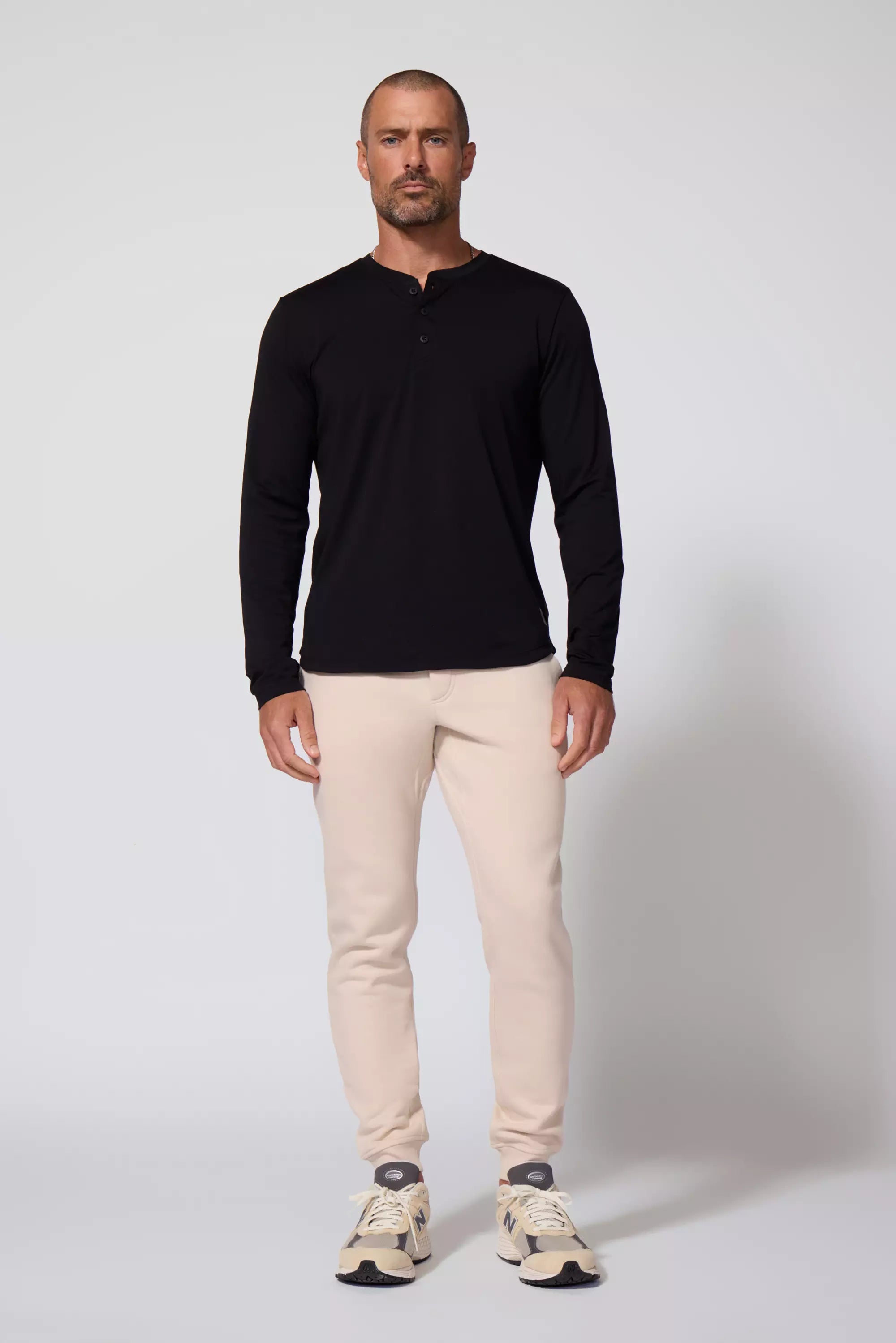 Pima Cotton Henley - Black