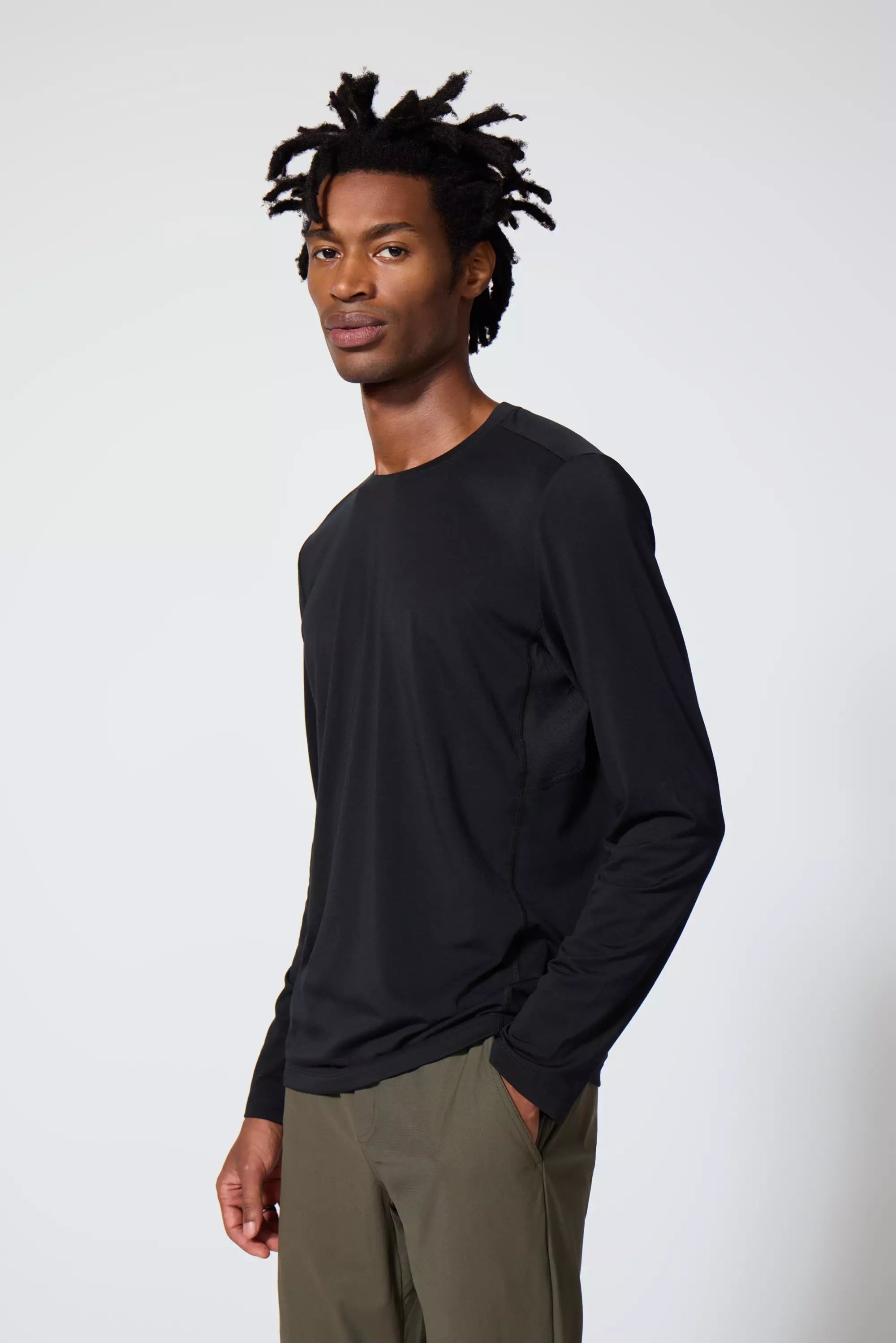 Performance Knit Men's Long Sleeve Tee - Black