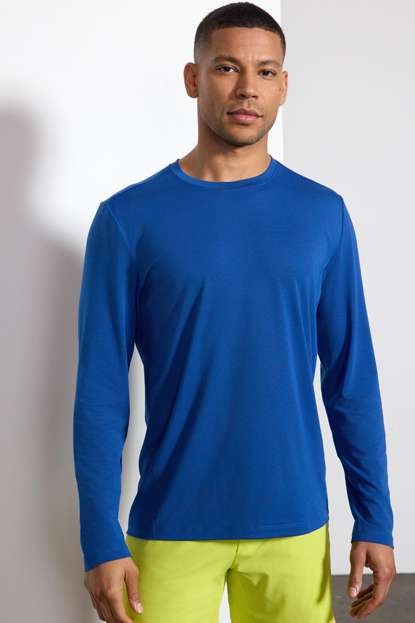 Performance Knit Men's Long Sleeve Tee - Blue Quartz