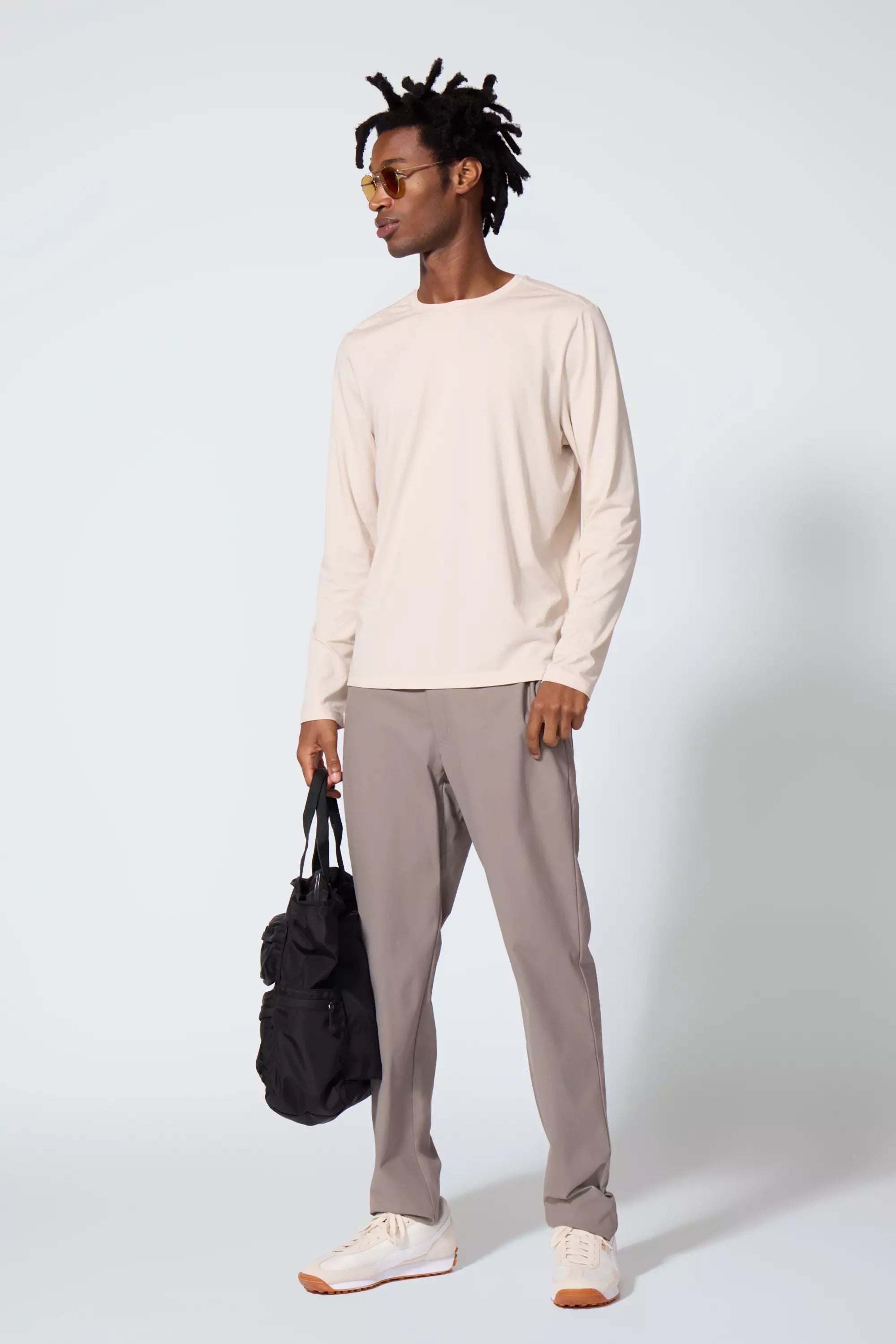 Pima Cotton Long Sleeve Tee - Stone