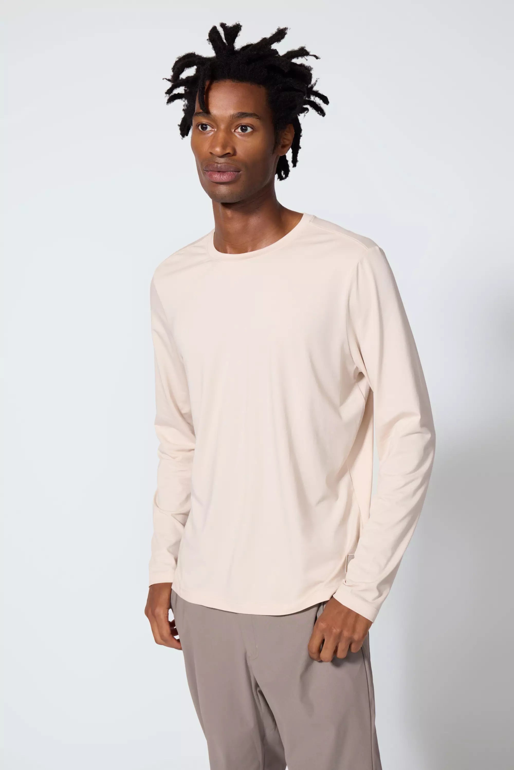 Pima Cotton Long Sleeve Tee - Stone