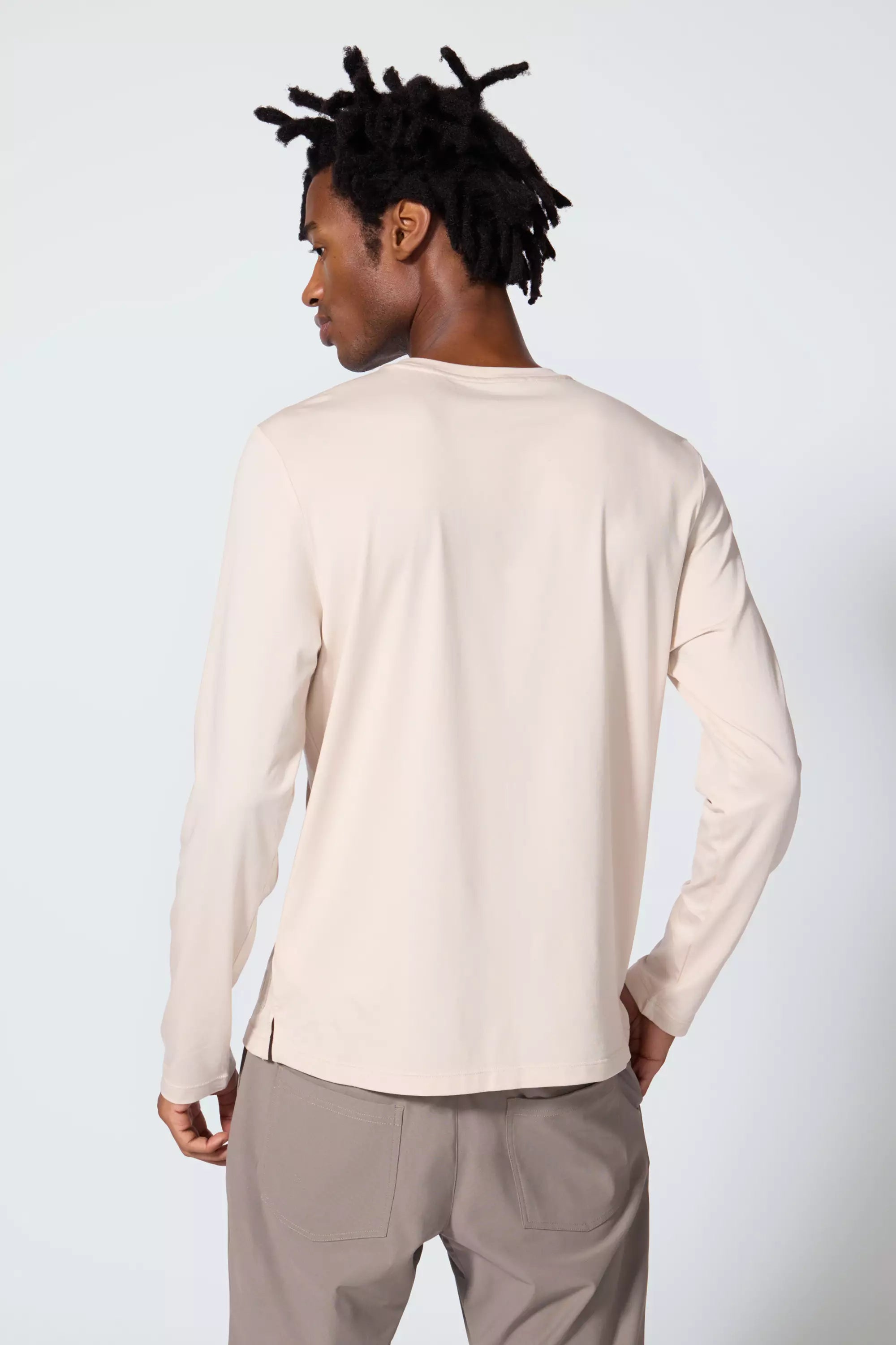 Pima Cotton Long Sleeve Tee - Stone