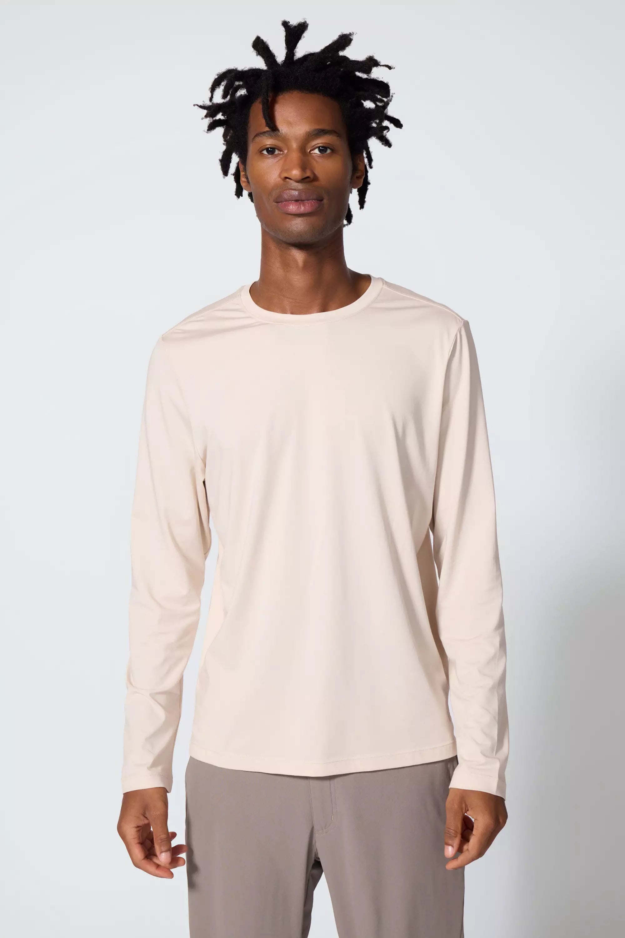 Pima Cotton Long Sleeve Tee - Stone