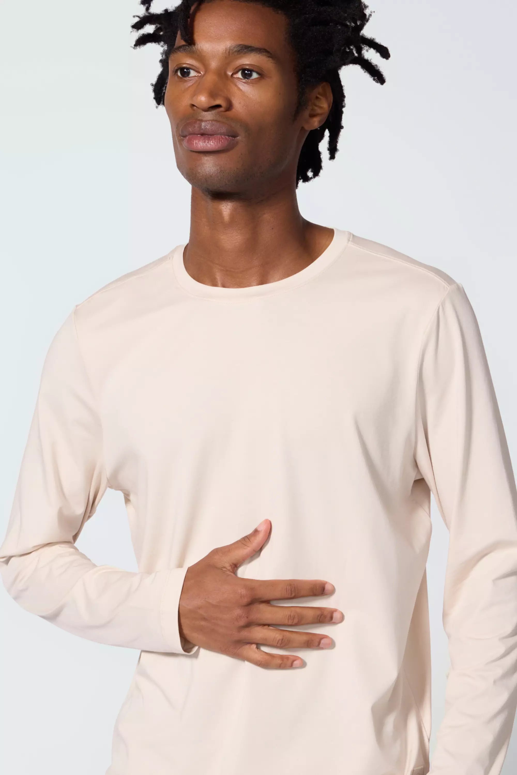 Pima Cotton Long Sleeve Tee - Stone