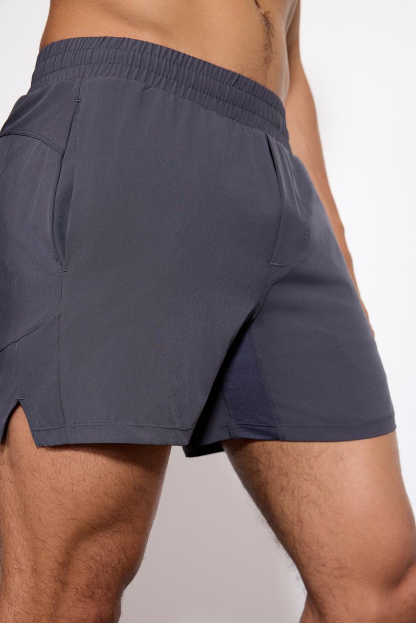 Stride Swim / Sweat Short with Liner - 5" - Asphalt/Persimmon