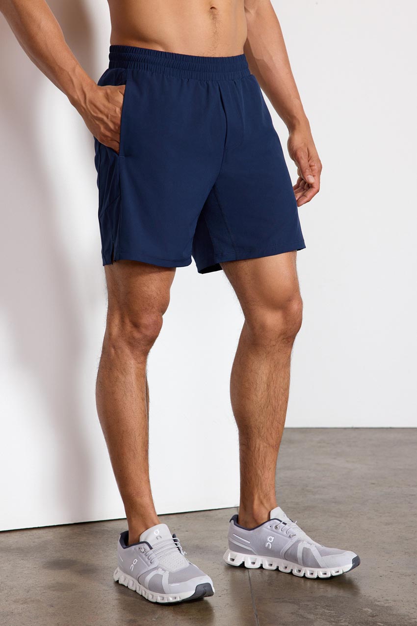 Stride Short with Liner - 7" - Deep Navy/Violet