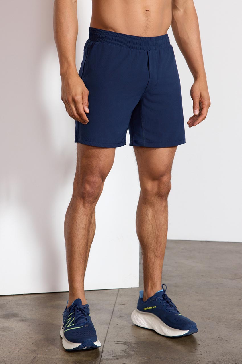 Stride Sweat / Swim Short with Liner - 7" - Deep Navy/Primrose