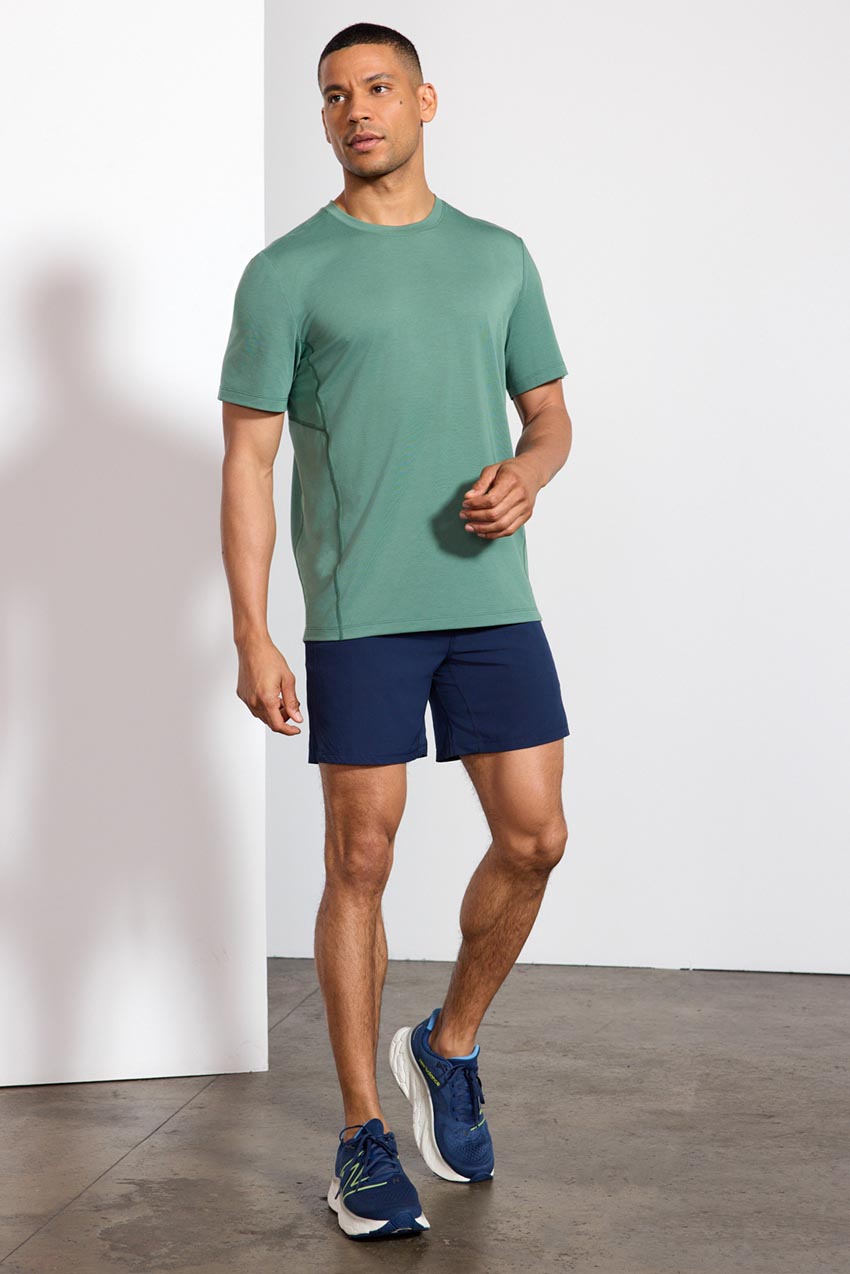 Stride Sweat / Swim Short with Liner - 7" - Deep Navy/Primrose