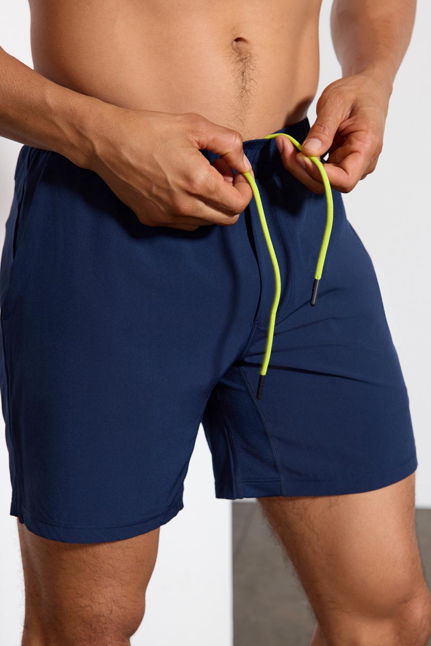 Stride Sweat / Swim Short with Liner - 7" - Deep Navy/Primrose