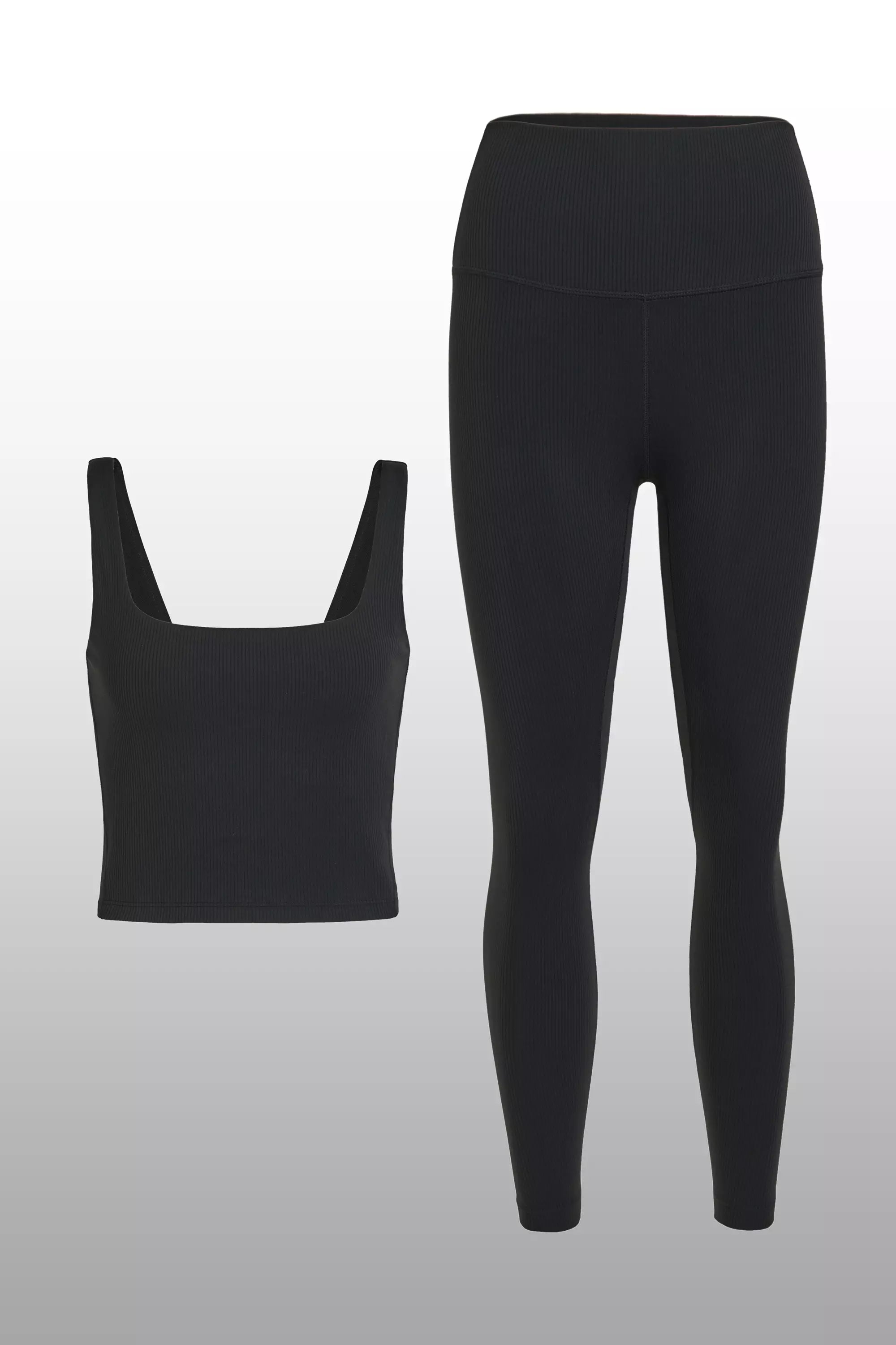 Ribbed Bra & Legging Bundle in Jet Black