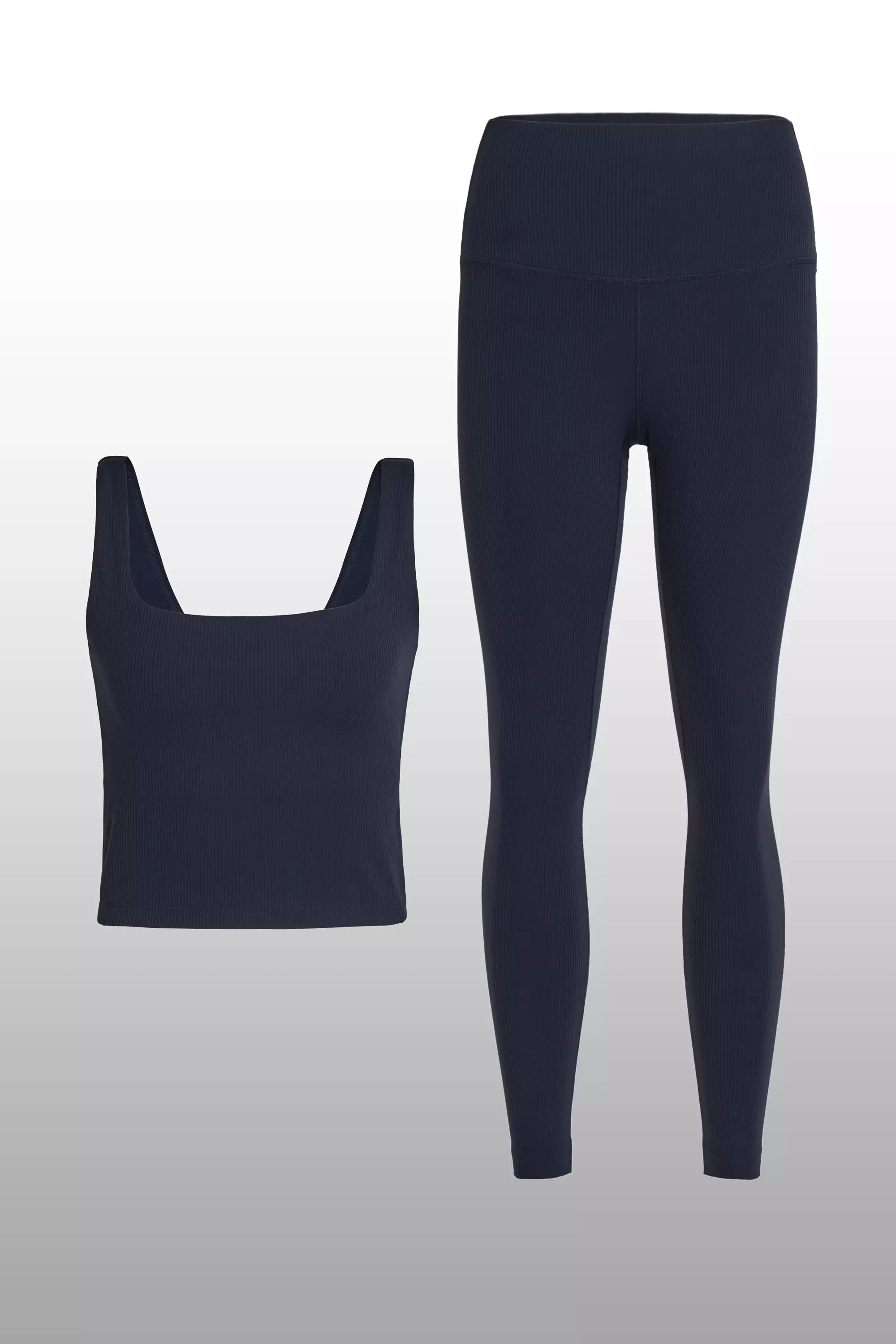 Ribbed Bra & Legging Bundle in Deep Navy