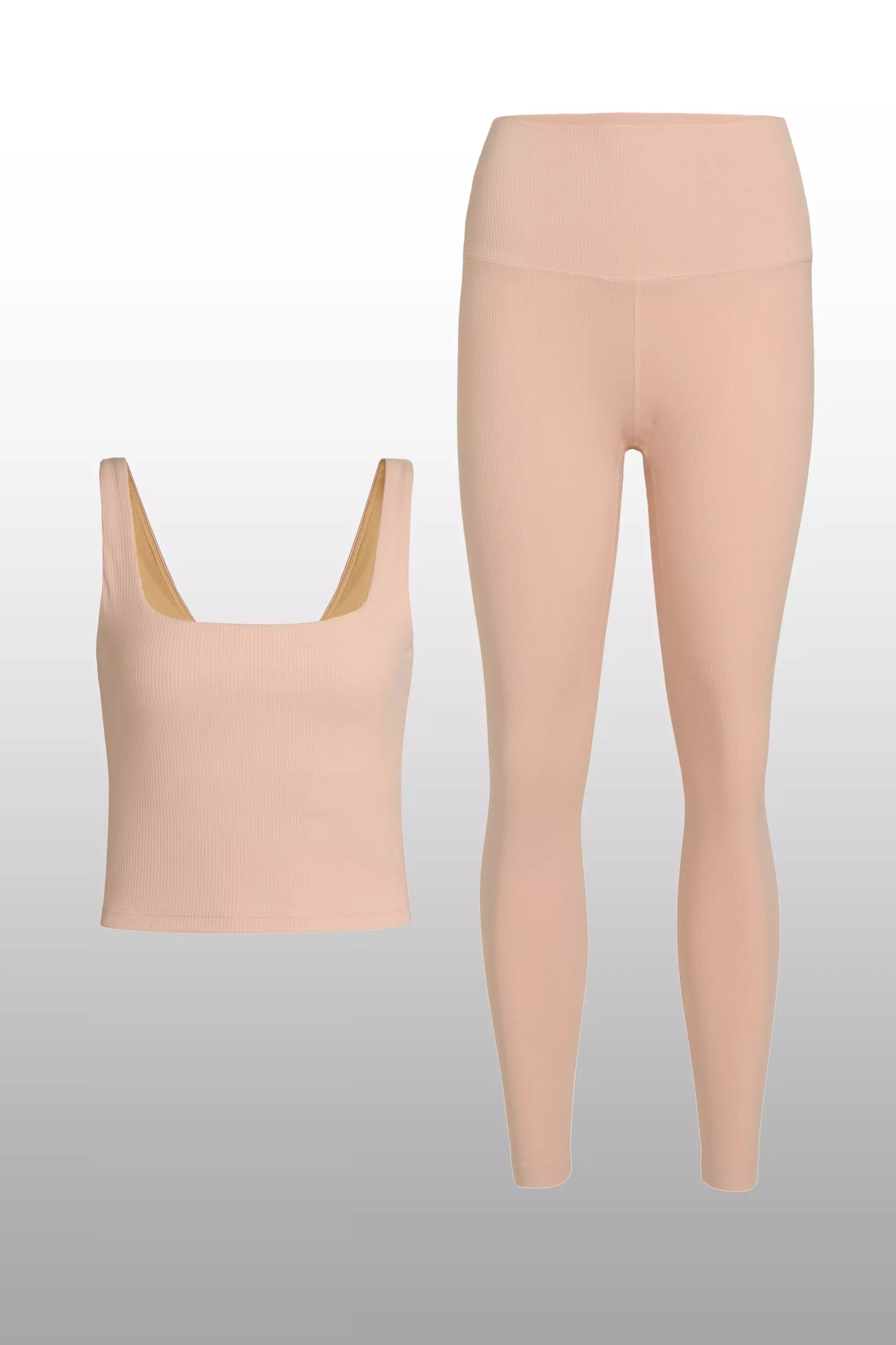 Ribbed Bra & Legging Bundle in Rose Cloud