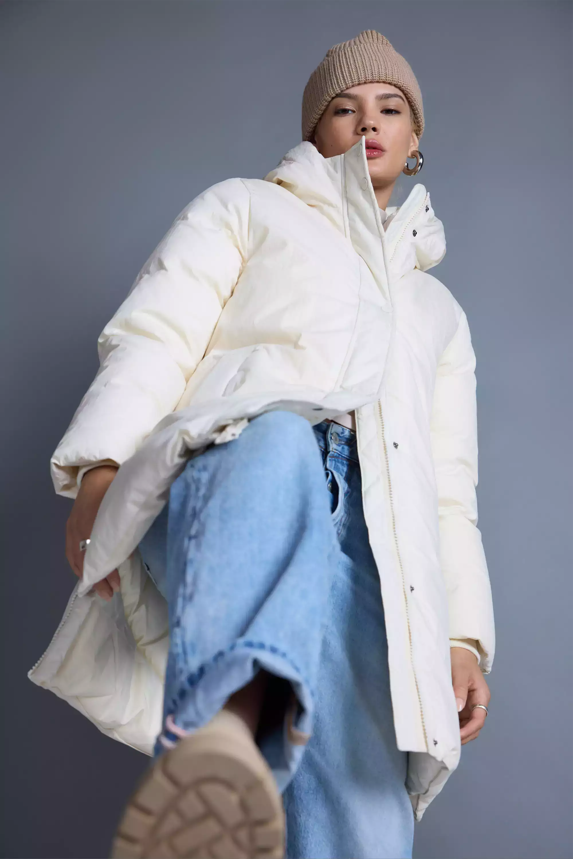 RDS Down Midi Puffer - Winter White